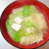 豆腐とつまみ菜の味噌汁